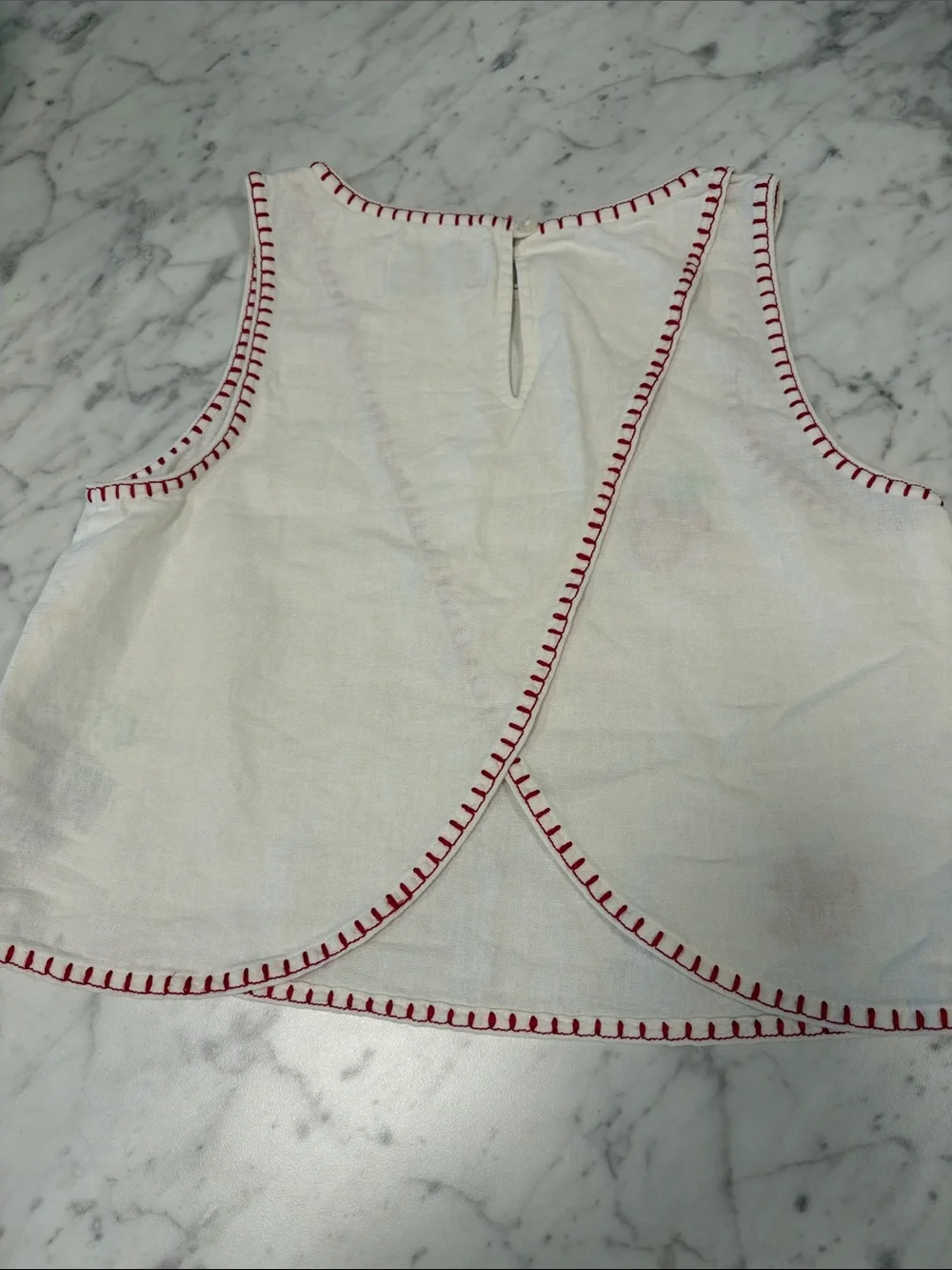 Old Navy White Tank Top with Minnie Mouse & Fruit Embroidery
